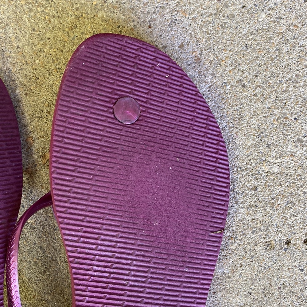 Havaianas purple glitter flips 39/40 merlot worn 3x! 9 sandals flip flop thong - Picture 8 of 10